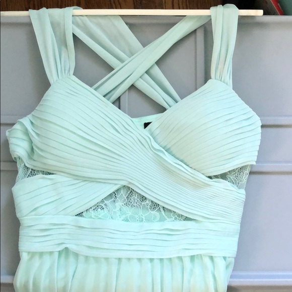 Aqua prom dress lace cutouts - Picture 3 of 3